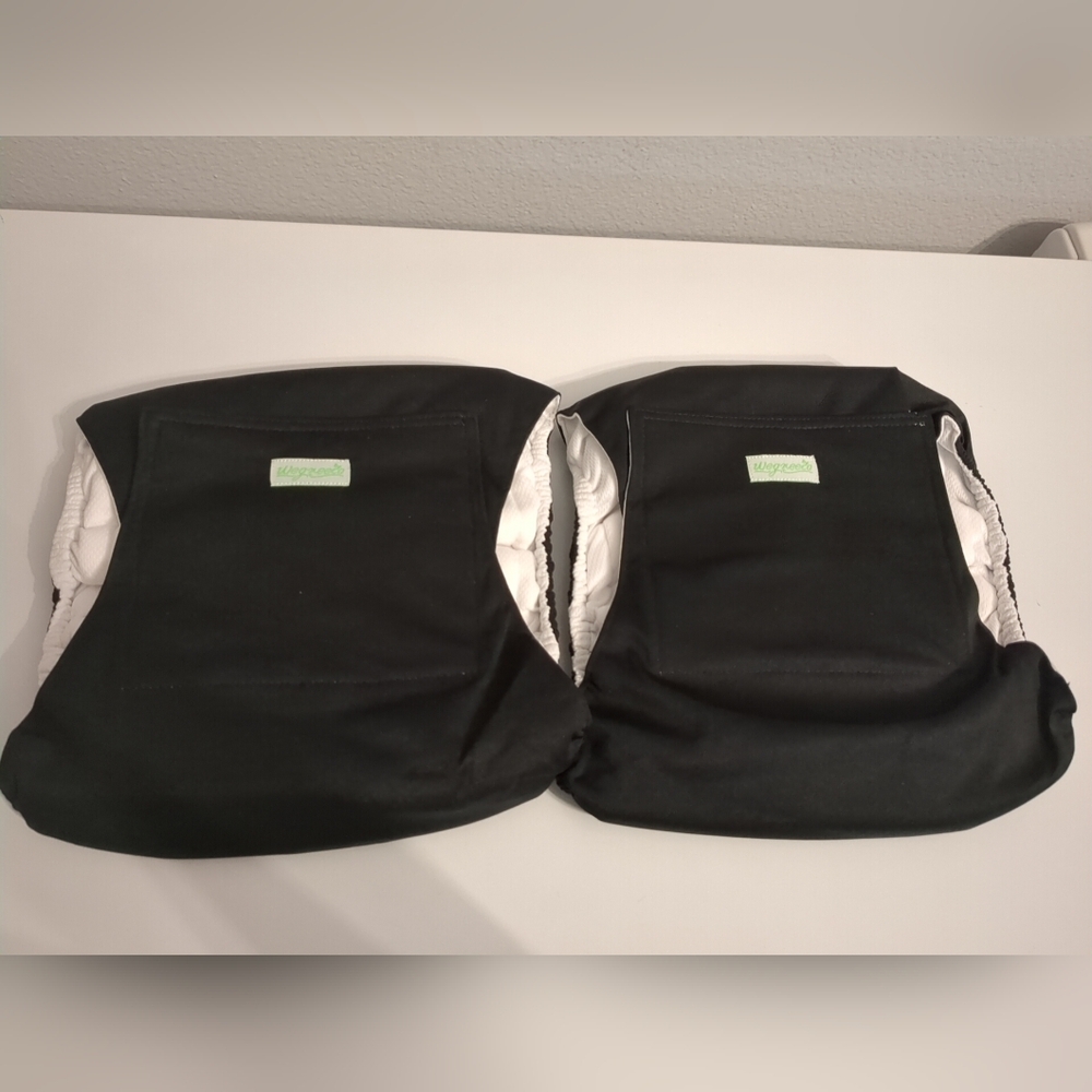 Wegreeco Washable Male Dog Belly Wrap - Pack of 2 - Black  Size Large NWOT